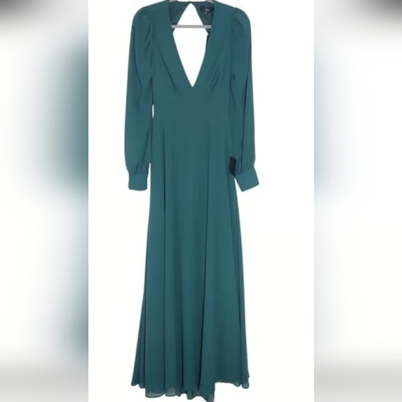 Elegant Green Long Sleeve Dress - Picture 3 of 11